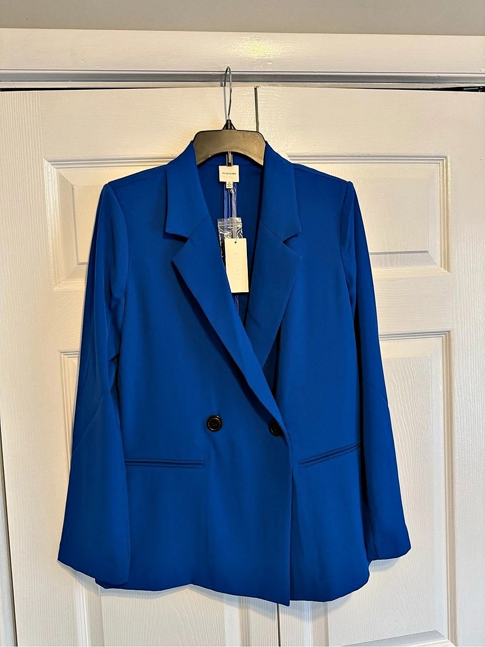 Pleione Double-Breasted Blue Blazer Size Medium